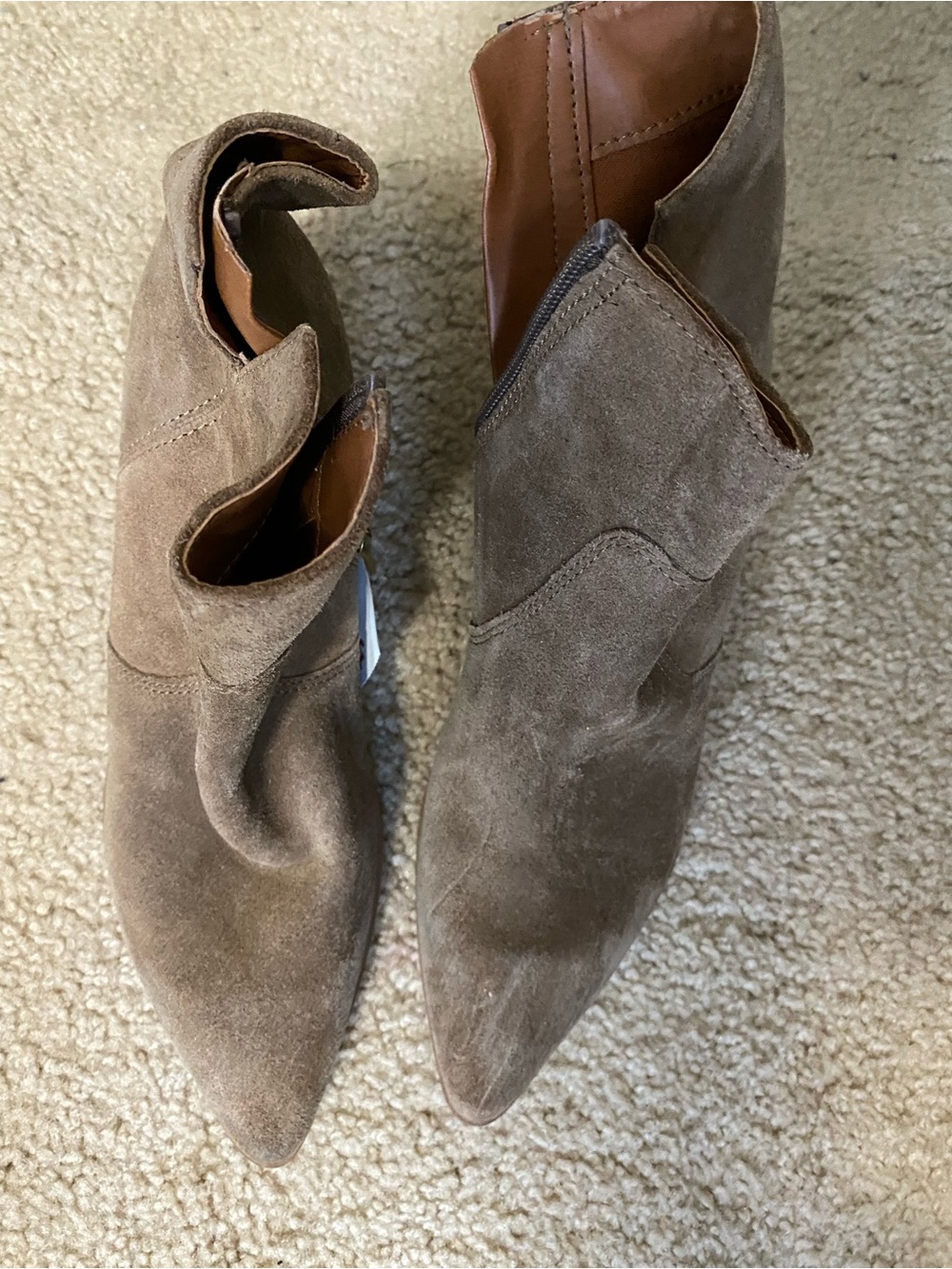 T.J.Maxx Taupe Suede Pointed-Toe Ankle Boots